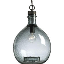 Zin Collection One-Light Antique Bronze Recycled Blue Textured Glass Global Pendant Light - Dry Location Listed