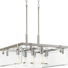 Glayse Collection Five-Light Brushed Nickel Clear Glass Luxe Pendant Light - Dry Location Listed