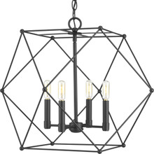 Spatial Collection Four-Light Matte Black Global Pendant Light - Dry Location Listed