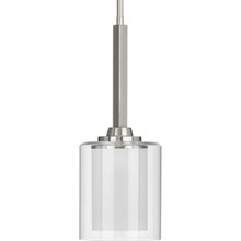 Kene Collection One-Light Brushed Nickel Clear Glass Craftsman Pendant Light - Dry Location Listed