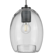 Caisson Collection One-Light Graphite Clear Glass Global Pendant Light - Dry Location Listed