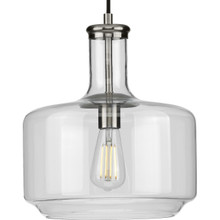 Latrobe Collection One-Light Brushed Nickel Clear Glass Coastal Pendant Light - Dry Location Listed - Model P500231-009