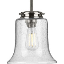 Winslett Collection One-Light Brushed Nickel Clear Seeded Glass Coastal Pendant Light - Dry Location Listed