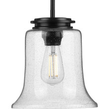 Winslett Collection One-Light Matte Black Clear Seeded Glass Coastal Pendant Light - Dry Location Listed