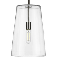 Clarion Collection One-Light Brushed Nickel Clear Glass Transitional Pendant - Dry Location Listed - Model P500242-009