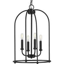 Leyden Collection Four-Light Matte Black Farmhouse Style Foyer Pendant Light - Dry Location Listed