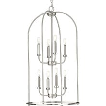 Leyden Collection Eight-Light Brushed Nickel Farmhouse Style Foyer Pendant Light - Dry Location Listed