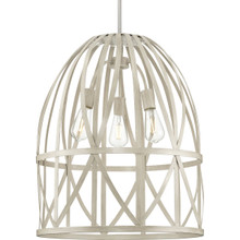Chastain Collection Three-Light Bleached Oak Basket Farmhouse Pendant Light - Dry Location Listed