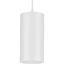 6" White Outdoor Aluminum Cylinder Cord-Mount Hanging Light - Damp Location Listed