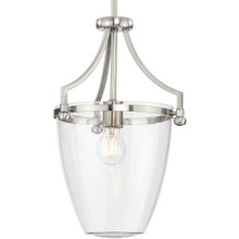 Parkhurst Collection One-Light New Traditional Brushed Nickel Clear Glass Mini-Pendant Light - Dry Location Listed
