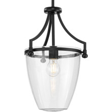 Parkhurst Collection One-Light New Traditional Matte Black Clear Glass Mini-Pendant Light - Dry Location Listed