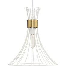 Lorin Collection One-Light Mid-Century Modern Satin White Metal Pendant Light - Dry Location Listed