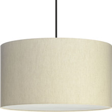 Markor Collection Three-Light Ecru Linen Shade Transitional Pendant - Dry Location Listed
