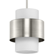 Silva Collection One-Light Brushed Nickel White Linen Shade Pendant - Dry Location Listed