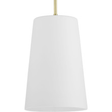 Clarion Collection One-Light Satin Brass Etched White Transitional Pendant - Dry Location Listed - Model P500430-012