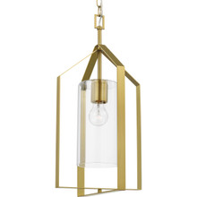 Vertex Collection One-Light Brushed Gold  Clear Glass Contemporary Foyer Light - Dry Location Listed