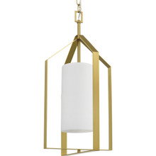 Vertex Collection One-Light Brushed Gold Etched White Contemporary Foyer Light - Dry Location Listed