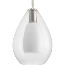 Carillon Collection One-Light Brushed Nickel Contemporary Pendant - Dry Location Listed