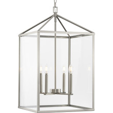 Hilllcrest Collection Four-Light Brushed Nickel Transitional Hall & Foyer Light - Dry Location Listed - Model P500441-009