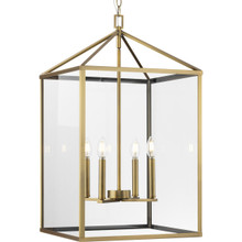 Hilllcrest Collection Four-Light Vintage Brass Transitional Hall & Foyer Light - Dry Location Listed - Model P500441-163
