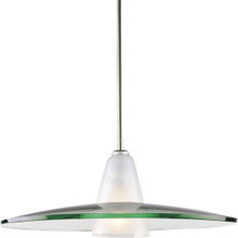 Modern Pendant One-Light Brushed Nickel Clear and Etched Glass Pendant Light - Dry Location Listed