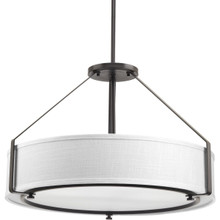 Ratio Collection Four-Light Antique Bronze Fabric Shade Coastal Pendant Light - Dry Location Listed