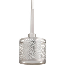 Mingle Collection One-Light Brushed Nickel Etched Parchment Glass Global Mini-Pendant Light - Dry Location Listed