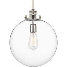 Penn Collection One-Light Polished Nickel Clear Glass Farmhouse Pendant Light - Dry Location Listed - Model P5328-104