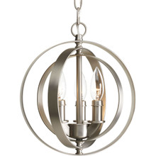 Equinox Collection Three-Light Burnished Silver New Traditional Sphere Pendant Light - Dry Location Listed