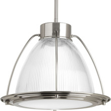 Prismatic Glass LED Collection One-Light Brushed Nickel Prismatic Glass Coastal Pendant Light - Dry Location Listed