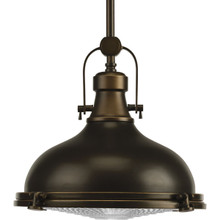 Fresnel Lens Collection One-Light Oil Rubbed Bronze Fresnel Glass Coastal Pendant Light - Damp Location Listed