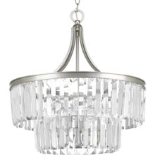 Glimmer Collection Five-Light Silver Ridge Clear Glass Luxe Pendant Light - Dry Location Listed