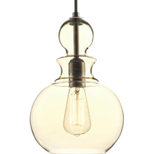 Staunton Collection One-Light Antique Bronze Champagne Glass Global Pendant Light - Dry Location Listed - Model P5334-20