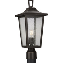 Padgett Collection One-Light Transitional Antique Bronze Clear Seeded Glass Outdoor Post Light - Wet Location Listed