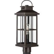 Williamston Collection One-Light Antique Bronze and Clear Glass Transitional Style Outdoor Post Lantern - Wet Location Listed