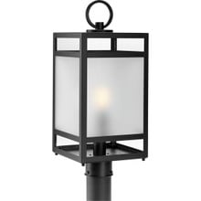 Parrish Collection One-Light Matte Black Clear and Etched Glass Modern Craftsman Outdoor Post Light - Wet Location Listed