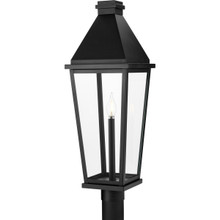 Richmond Hill Collection One-Light Textured Black Clear Glass Modern Farmhouse Outdoor Post Light - Wet Location Listed