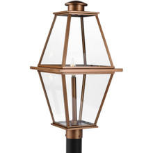 Bradshaw Collection One-Light Antique Copper Clear Glass Transitional Outdoor Post Lantern - Wet Location Listed