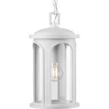 Gables Collection One-Light Coastal Satin White Clear Glass Outdoor Wall Lantern - Damp Location Listed