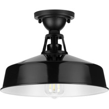 Cedar Springs Collection Black One-Light Farmhouse Semi-Flush Mount - Damp Location Listed