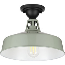 Cedar Springs Collection Pistachio One-Light Farmhouse Semi-Flush Mount - Damp Location Listed