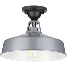 Cedar Springs Collection Metallic Gray One-Light Farmhouse Semi-Flush Mount - Damp Location Listed