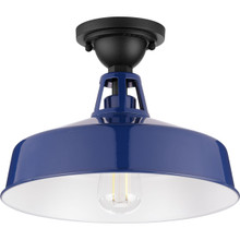 Cedar Springs Collection Navy One-Light Farmhouse Semi-Flush Mount - Damp Location Listed