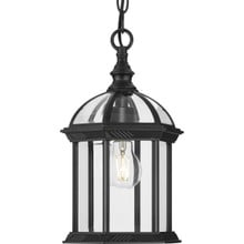 Dillard Collection One-Light Traditional Textured Black Clear Glass Outdoor Hanging Light - Damp Location Listed