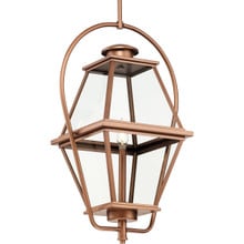 Bradshaw Collection One-Light Antique Copper Clear Glass Transitional Outdoor Hanging Lantern - Damp Location Listed
