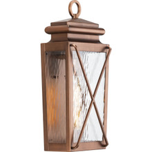 Wakeford Collection One-Light Antique Copper and Clear Water Glass Transitional Style Small Outdoor Wall Lantern - Wet Location Listed