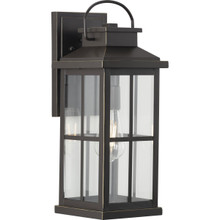 Williamston Collection One-Light Antique Bronze and Clear Glass Transitional Style Large Outdoor Wall Lantern - Wet Location Listed