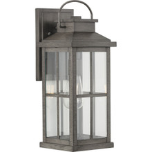 Williamston Collection One-Light Antique Pewter and Clear Glass Transitional Style Large Outdoor Wall Lantern - Wet Location Listed