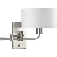 Carrick Collection One-Light Brushed Nickel Summer Linen Shade Transitional Wall Light - Damp Location Listed