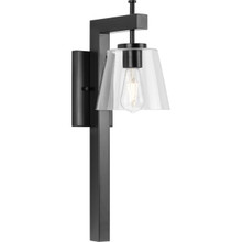 Saffert Collection One-Light New Traditional Matte Black Clear Glass Wall Light - Damp Location Listed